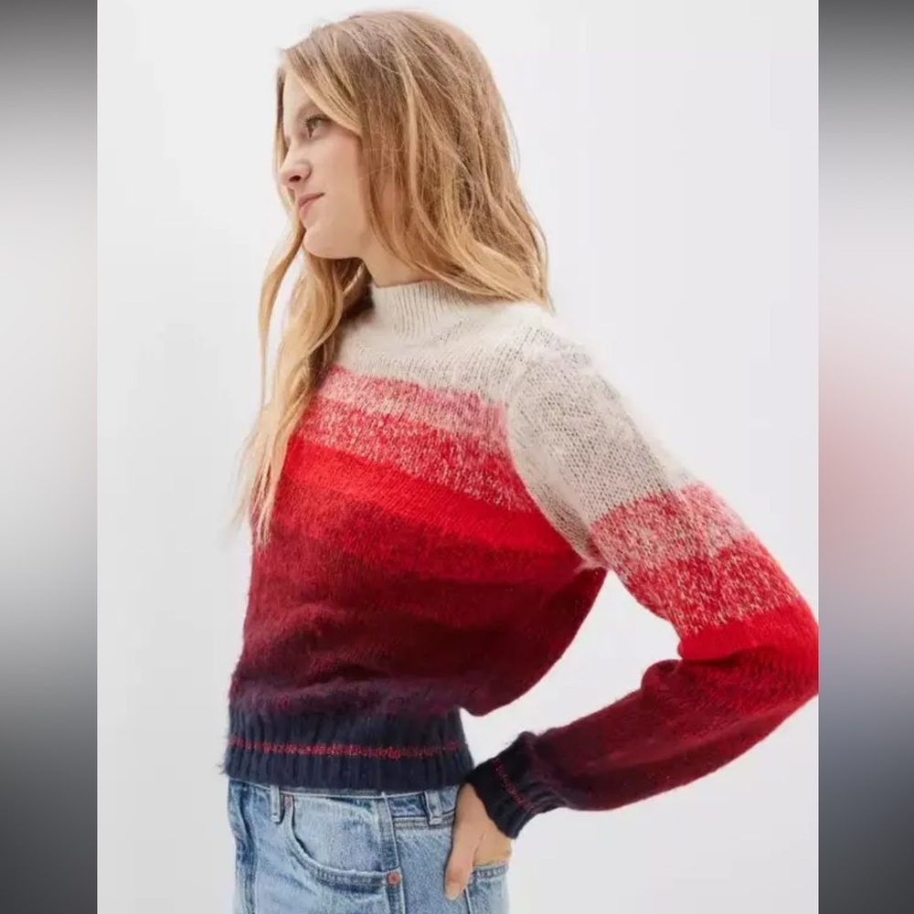 NWT American Eagle aerie AE Ombre Stripe Mock Neck Crop Sweater